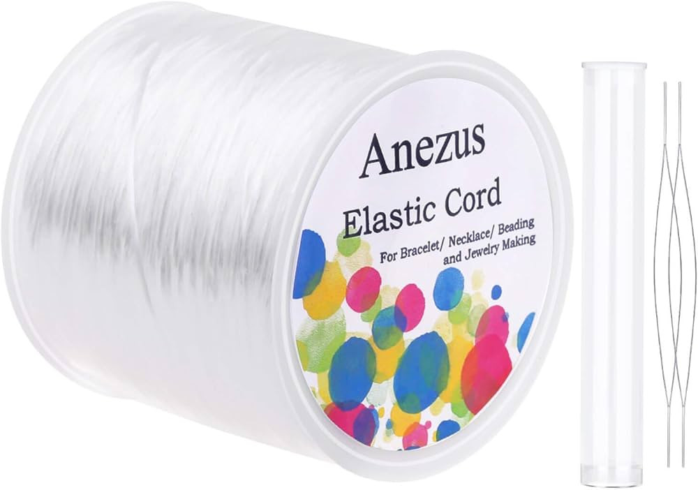 Stretchy String for Bracelets, Anezus Elastic String Jewelry Bead Cord with 2pcs Large Eye Beadin... | Amazon (US)