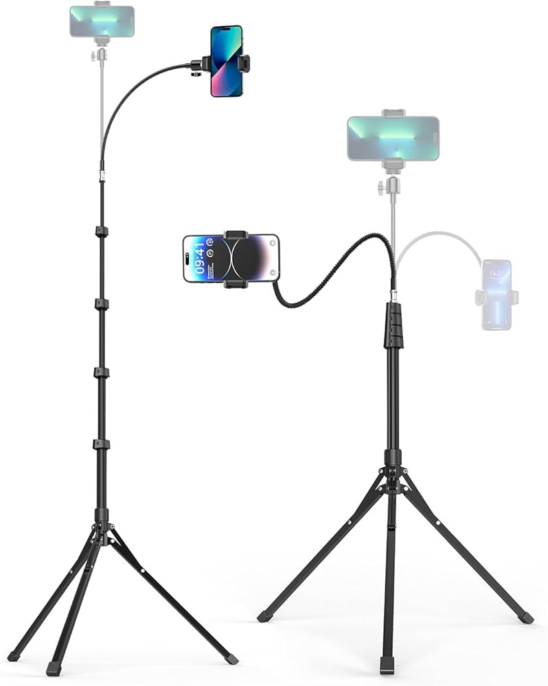 Aureday Phone Tripod, 92" Cell Phone Stand with 15" Gooseneck, Remote and Phone Holder, Overhead ... | Amazon (US)