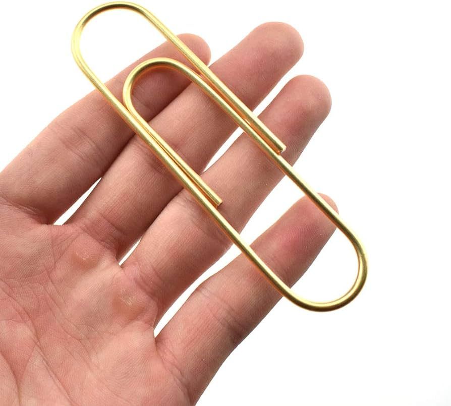 HAHIYO Paperclips 4 inch (100mm) Extra Large Paper Clips Sturdy Bright Gold Vinyl Coated Prevent ... | Amazon (US)