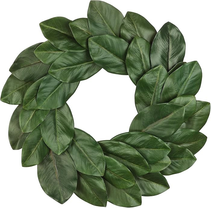Briful 24in Artificial Magnolia Leaves Wreath for Front Door Green Magnolia Leaf Silk Wreath Fake... | Amazon (US)