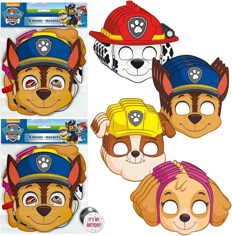 Unique Paw Patrol Masks for Kids Birthday Party Favors and Decorations with Buttons - 16 Pack | Amazon (US)