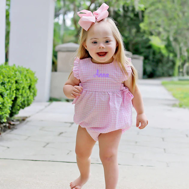 Light Pink Plaid Side Tie Bubble | Classic Whimsy