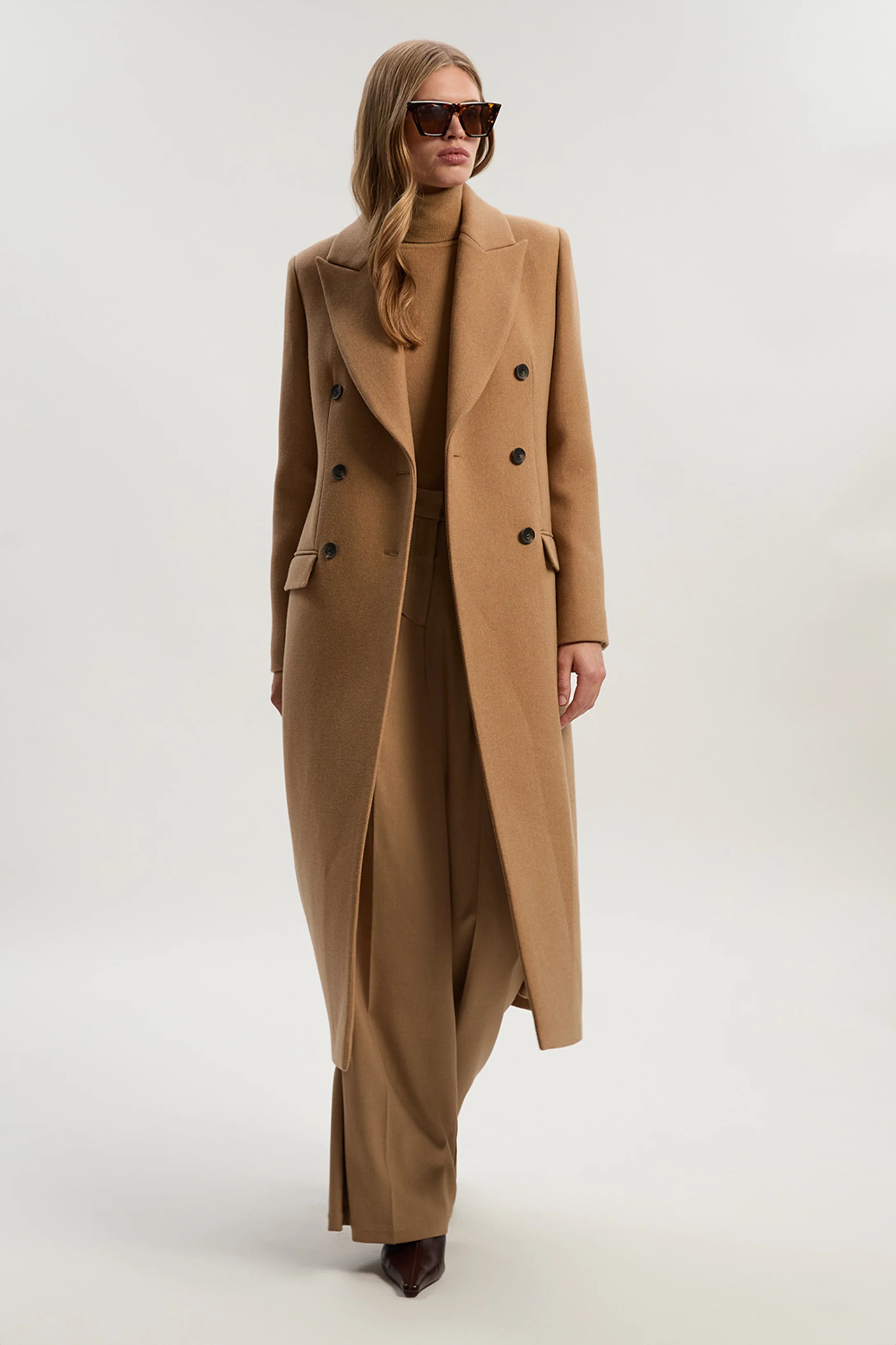 Wool Double Breasted Tailored Midi Coat | Karen Millen UK + IE + DE + NL