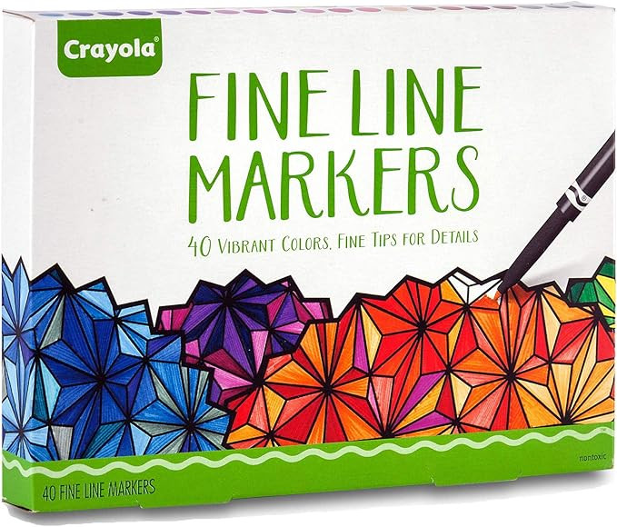 Crayola Fine Line Markers Adult Coloring Set, Kids Indoor Activities At Home, Gift, 40 Count | Amazon (US)