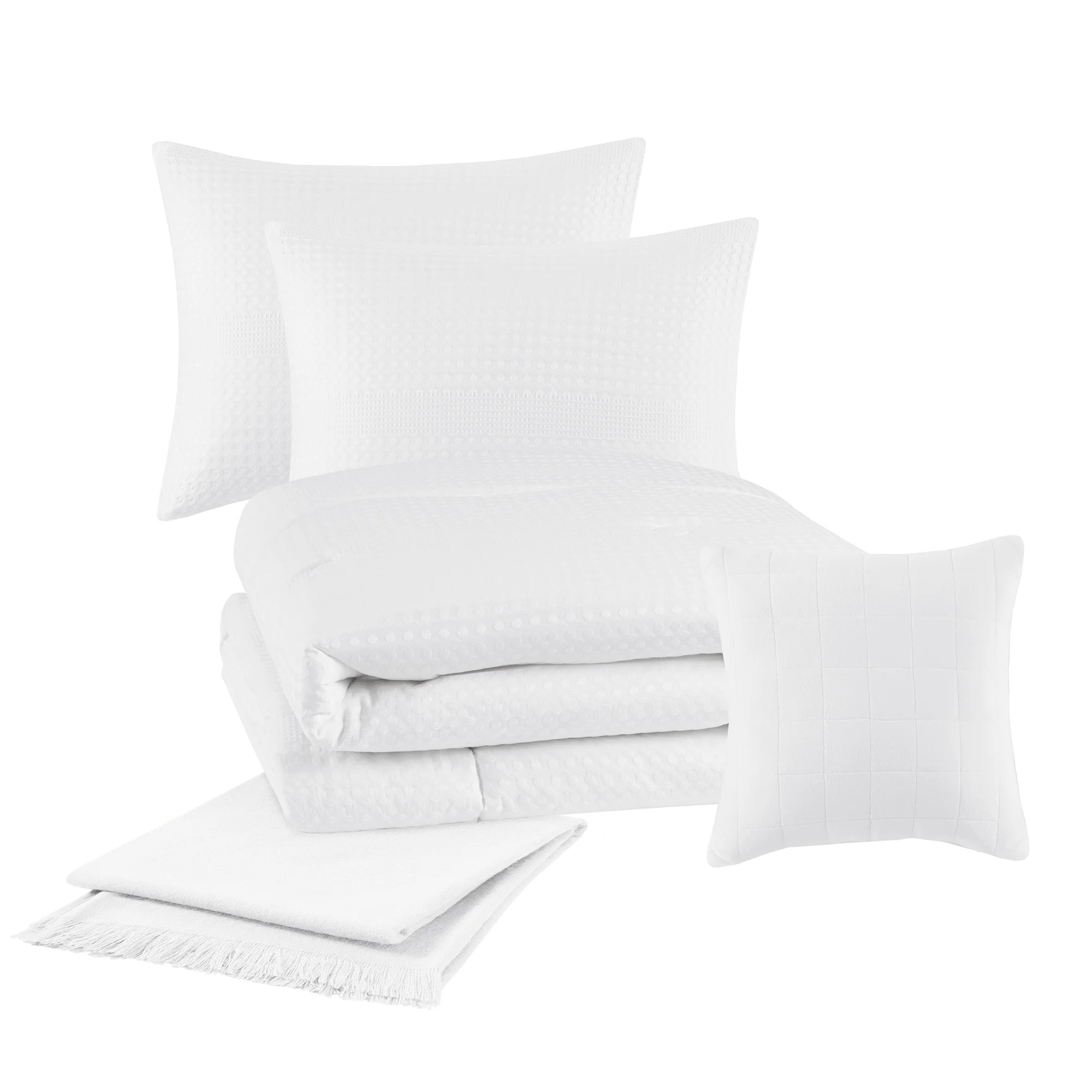 Mainstays 5-Piece Artic White Waffle Comforter Set, King | Walmart (US)