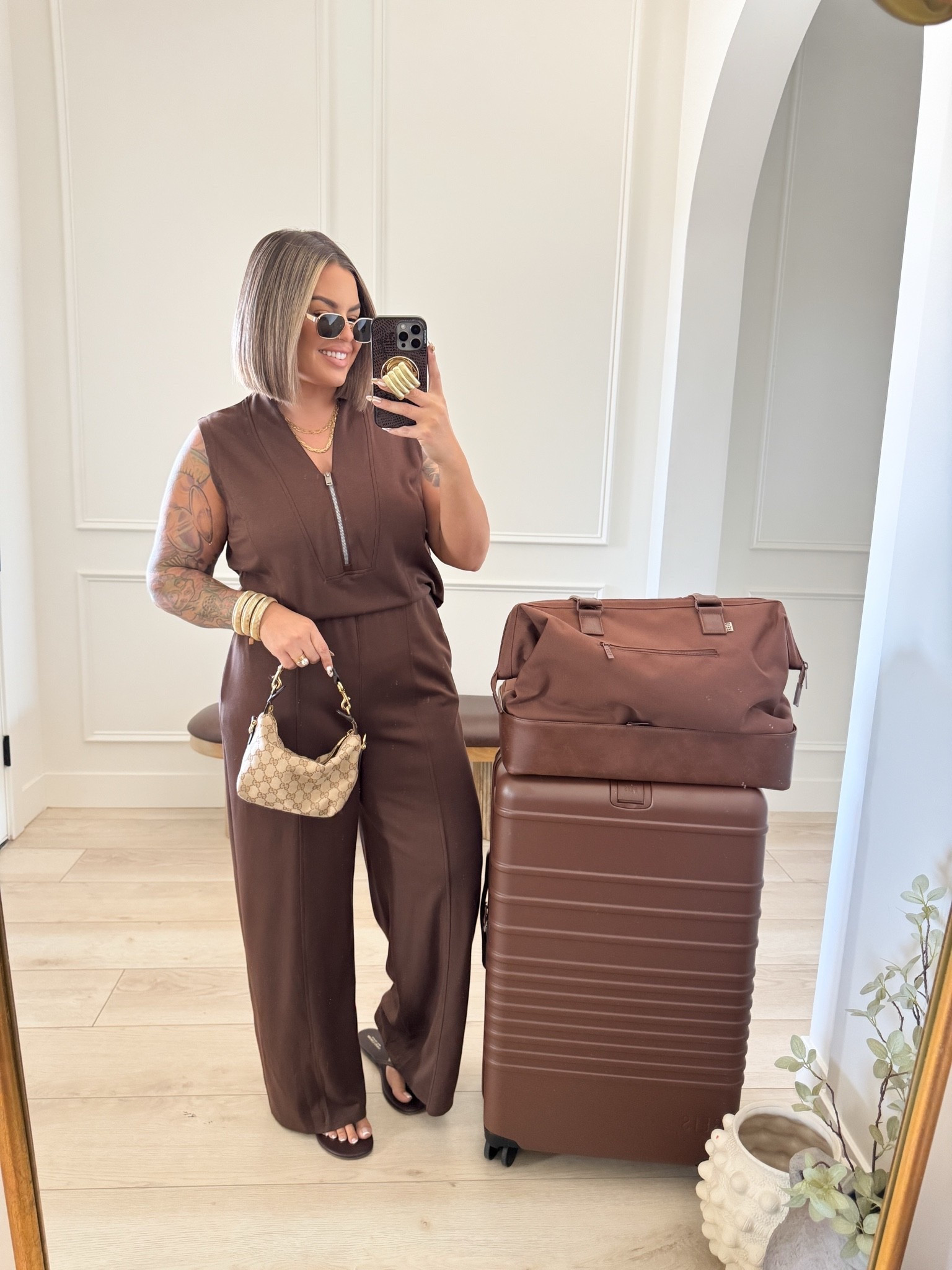 Jumpsuit is giving major Spanx vibes ! Has an opening in the back so it’s easy to use the restroom. Don’t get light colors tho because they show every lump and bump. Dark colors only IMO . 
Perfect for travel or errands. 
Size xl

#LTKootd #LTKMidsize #LTKTravel