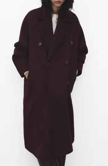 MANGO Picarol Double Breasted Wool Blend Coat | Nordstrom | Nordstrom