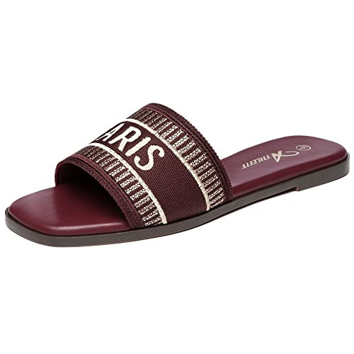 Athlefit Women's Flat Sandals Comfortable Slide Sandals Dressy Summer 2025 | Amazon (US)