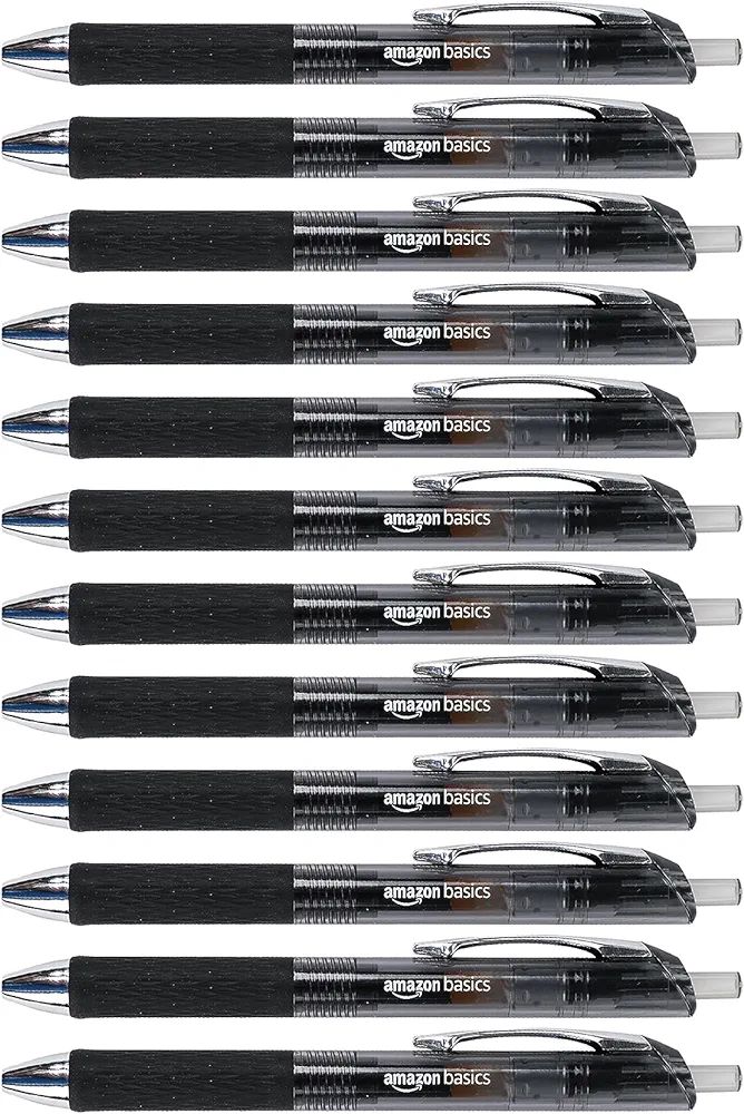 Amazon Basics Retractable Gel Pens, Fine Point (0.7mm), Black, 12 Count (Pack of 1) | Amazon (US)