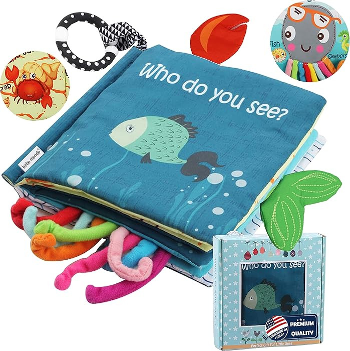 Fish Baby Book 0-6 Months,Touch Feel Cloth Crinkle Books for Babies,Infant Baby Toys 6-12 Months,... | Amazon (US)