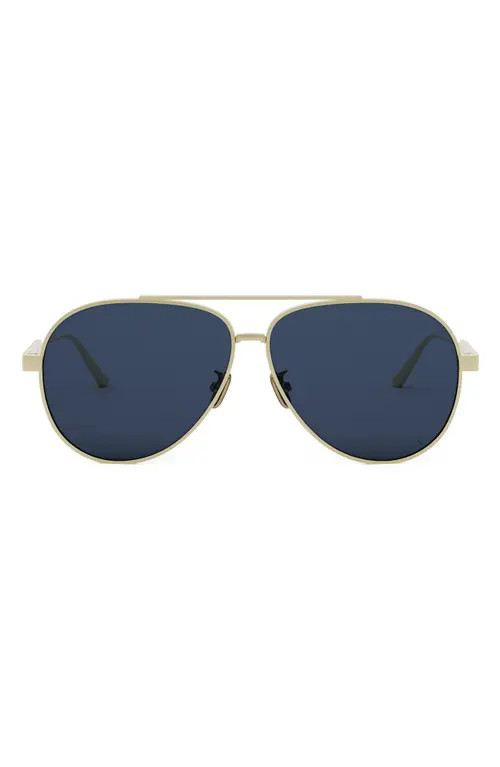 DIOR Cannage A1U 61mm Pilot Sunglasses in Gold/Solid Blue Lenses at Nordstrom | Nordstrom
