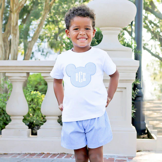 Light Blue Gingham Mouse Ears Short Set | Classic Whimsy