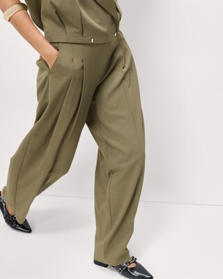 F&F Wide Leg Tapered Trousers in Khaki | Tesco F&F