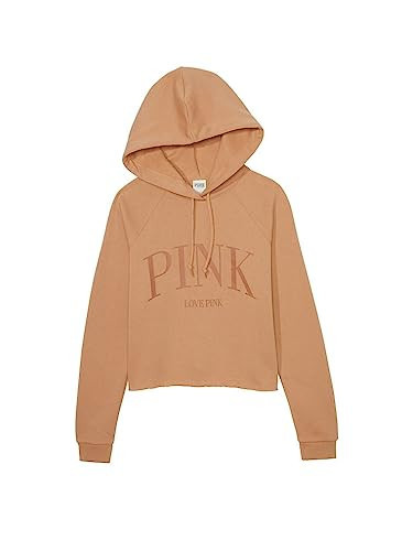 Victoria's Secret PINK Fleece Cropped Everyday Hoodie, Women's Sweatshirt, Beige (S) | Amazon (US)