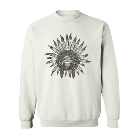 Indian Headdress Sketch Sweatshirt Men -Image by Shutterstock Male Medium | Walmart (US)