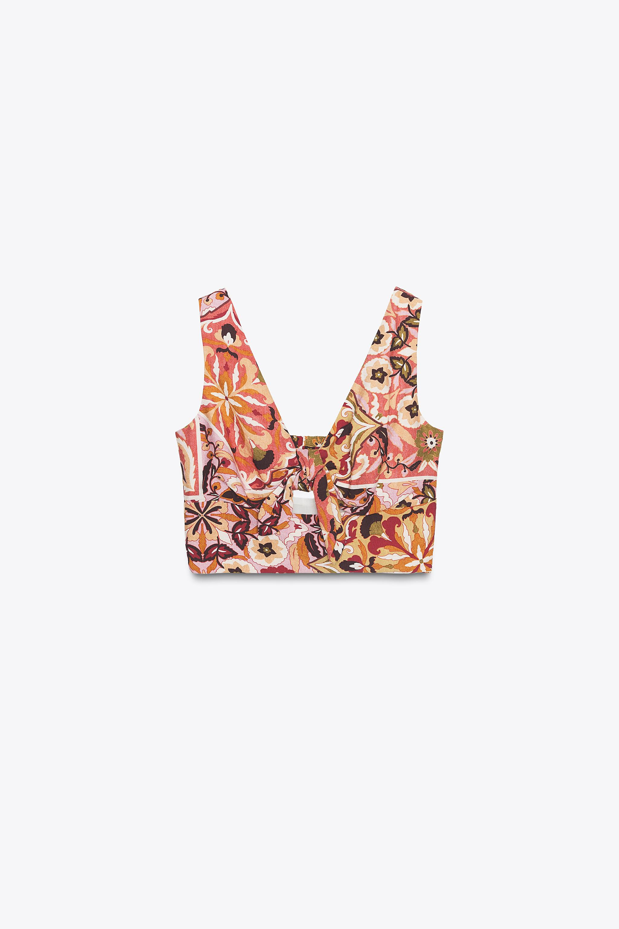 KNOTTED PRINTED RUSTIC TOP | Zara US