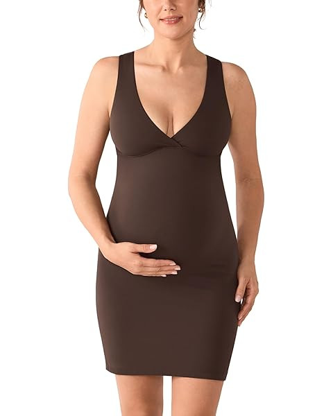 CRZ YOGA Butterluxe Maternity V Neck Nursing Midi Dress - Slit Sleeveless Casual Pregnancy Womens... | Amazon (US)