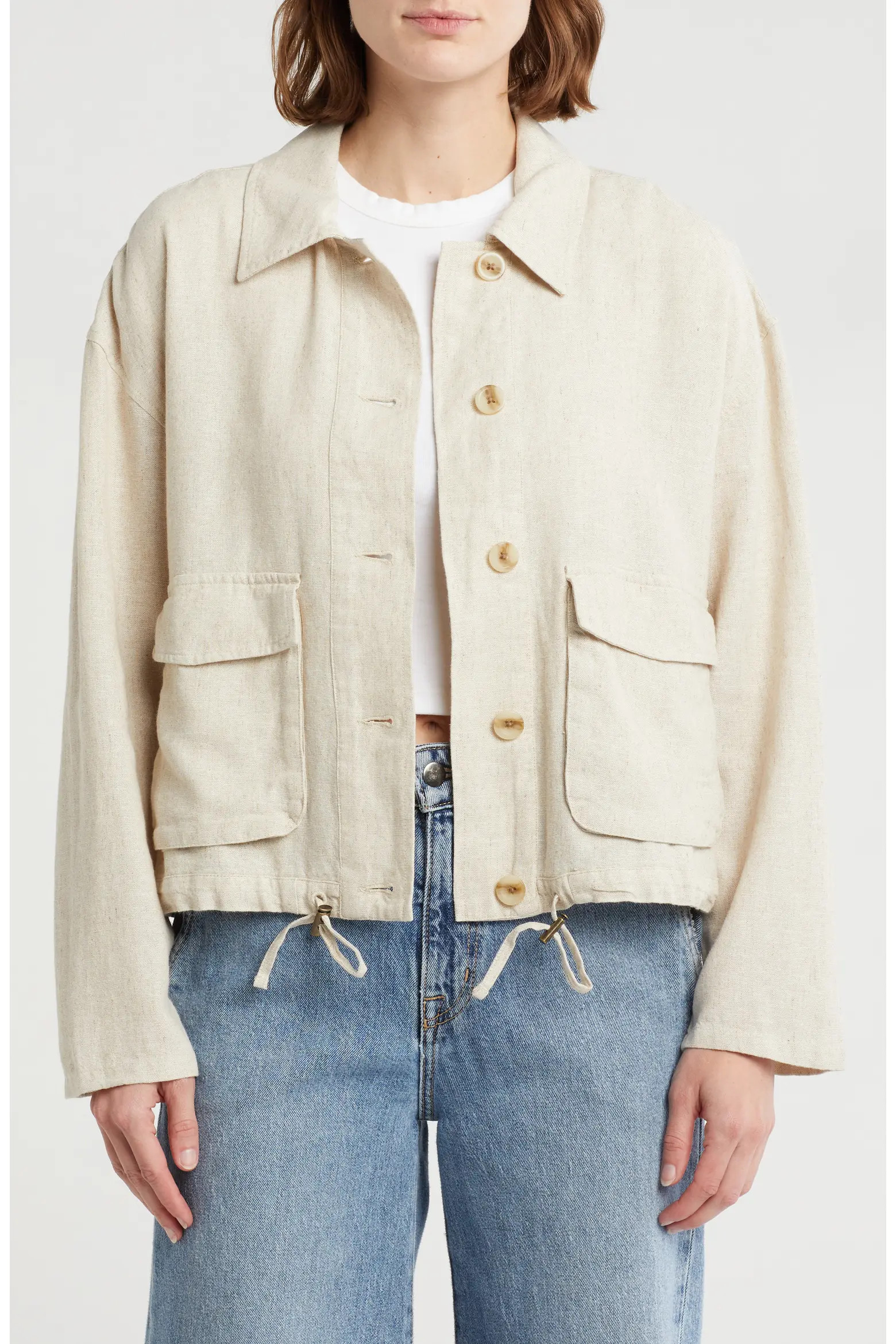 Linen Blend Utility Shirt Jacket (Women) | Nordstromrack | Nordstrom Rack
