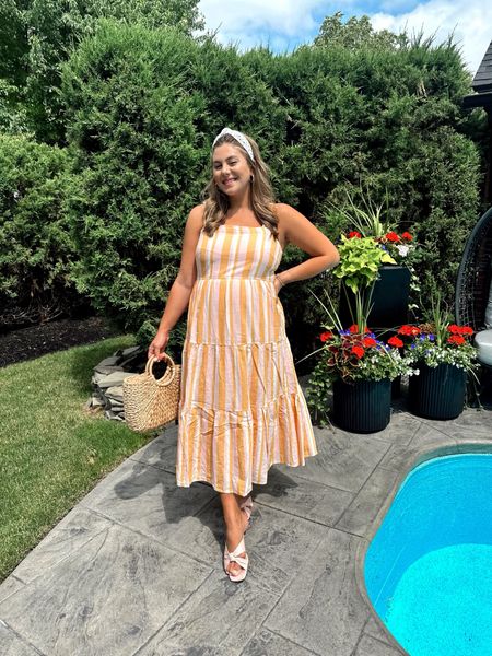 Summer dress, midi-length. Wearing size XXL (9-months pregnant, non-maternity & bump friendly). Pair with a flat or heeled sandal for a day to night look. 

#LTKSeasonal #LTKstyletip #LTKcurves