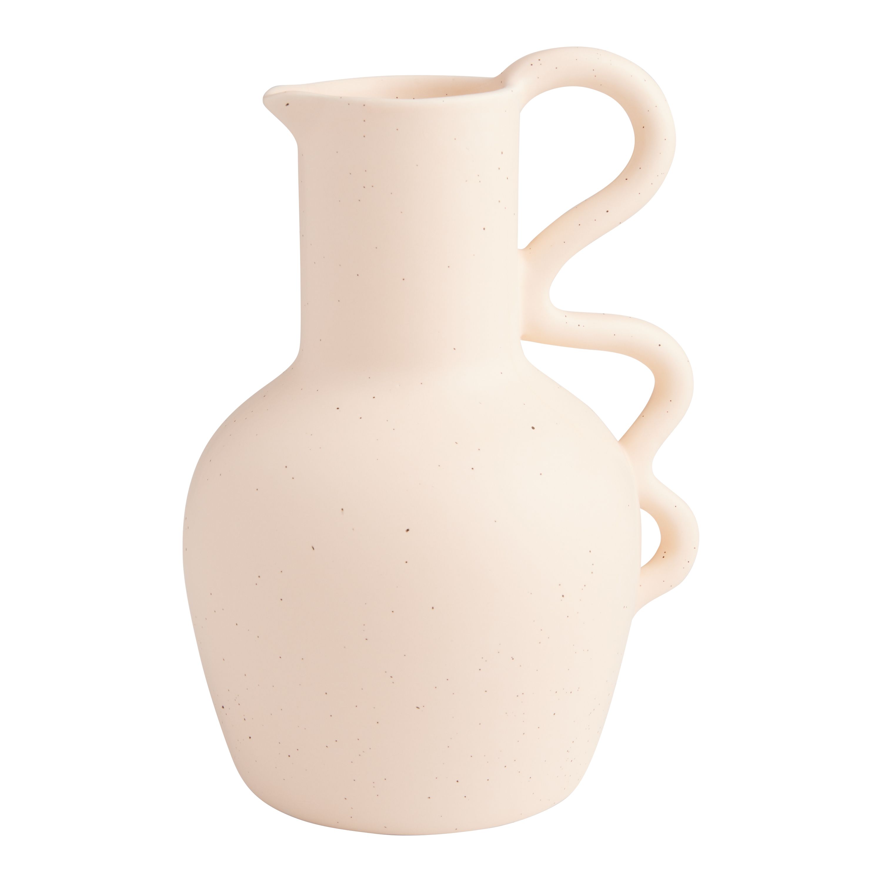 Pale Blush Ceramic Vase With Squiggle Handle | World Market