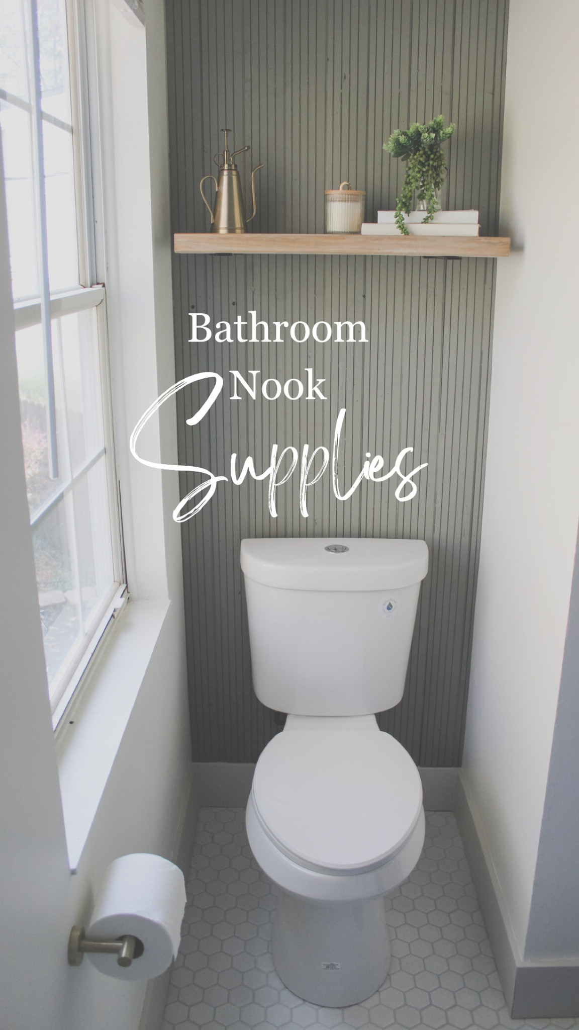 All the supplies needed for this DIY accent wall bathroom nook. I used the back side of the wood planking linked 

#LTKhome #LTKstyletip #LTKU