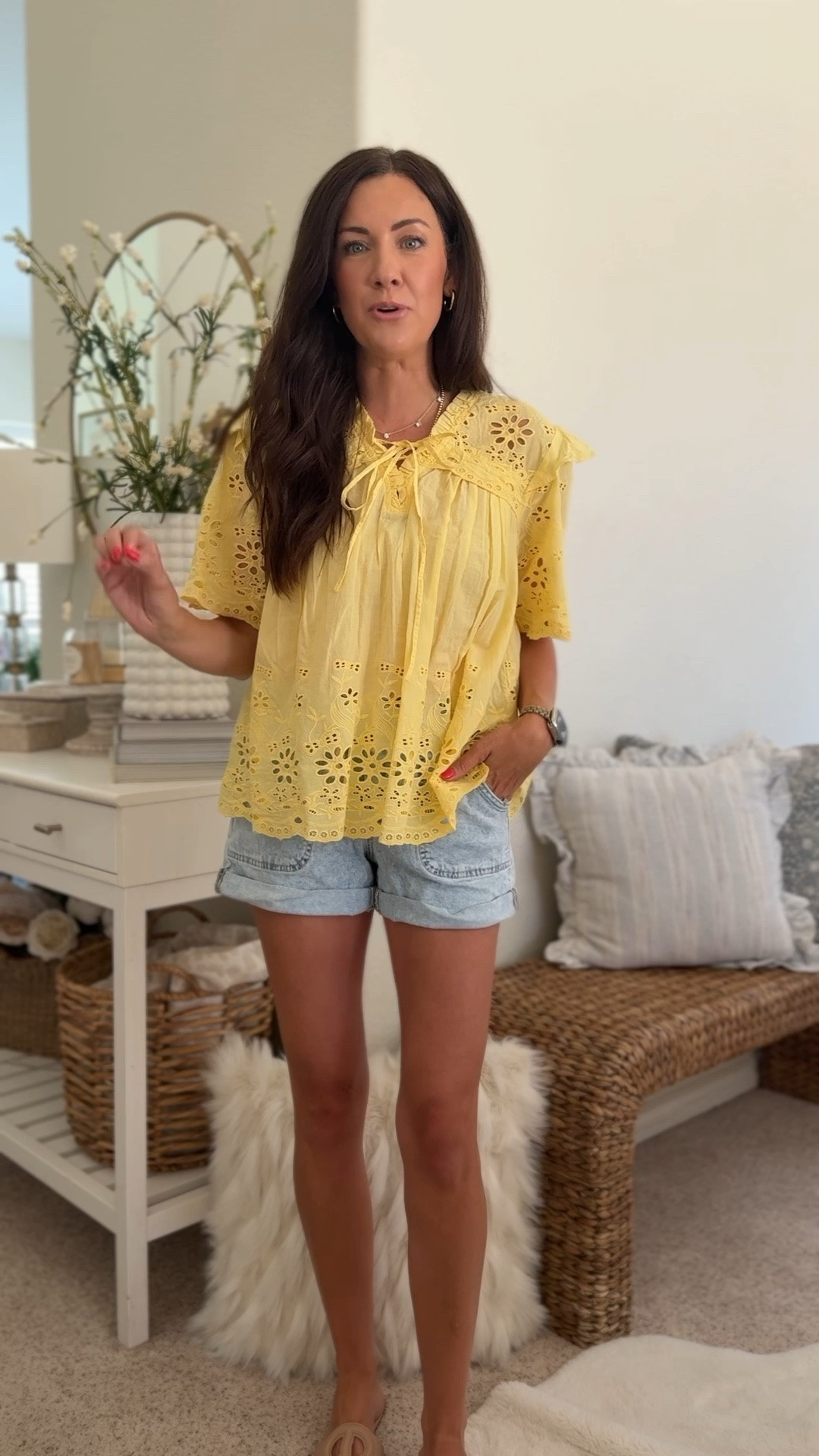 @kohls #kohlspartner #kohlsfinds #kohls 
Summer outfits that you can carry into fall!
Small eyelet top
Xs denim shorts, wish I stuck tts & grabbed a small. Great for teens for back to school too!!

#LTKootd #LTKSaleAlert #LTKSeasonal