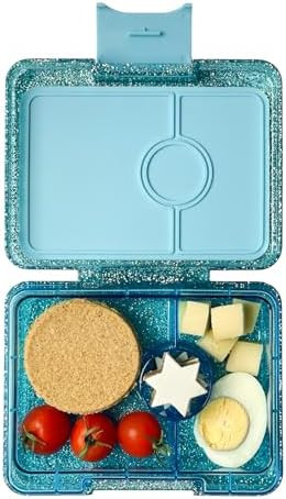Yumbox Snack Box, 3 Compartments, Leakproof, Glitter Blue | Built-In Dip Well | Removable Compart... | Amazon (US)