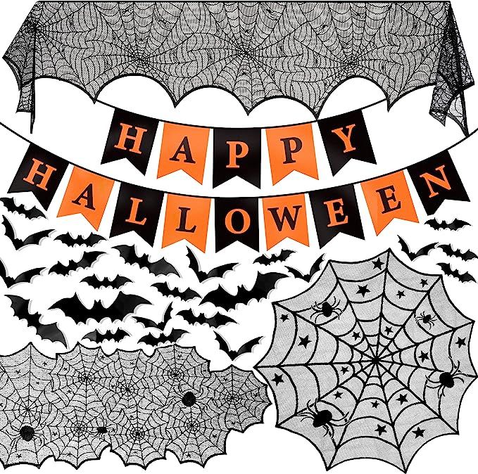 Halloween Decorations Indoor Set, Halloween Decor Bundle for Home, Party, Kitchen, Spider Web Tab... | Amazon (US)