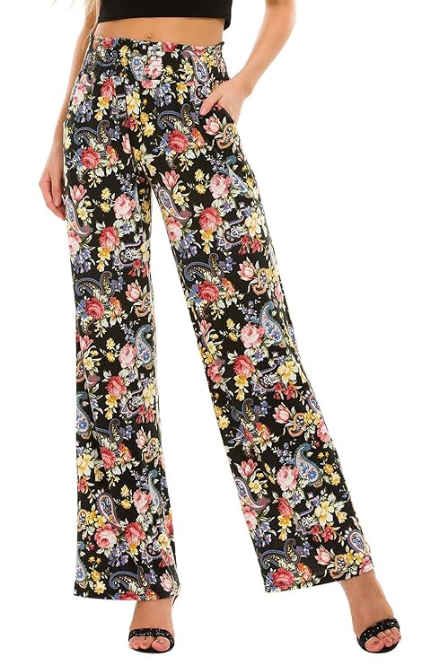 Urban CoCo Women's Boho Palazzo Pants Wide Leg Lounge Pants | Amazon (US)