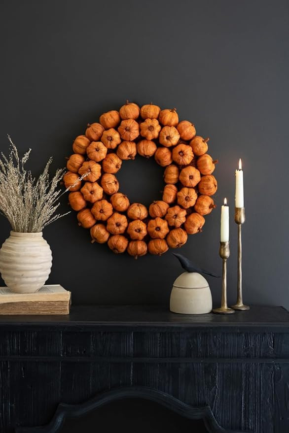 Kalalou ORANGE FAUX PUMPKIN WREATH | Amazon (US)