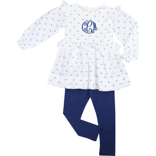 Navy Tiny Floral Print Legging Set | Cecil and Lou