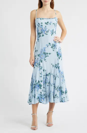 Lilibet Floral Ruffle Trim Midi Dress | Nordstrom
