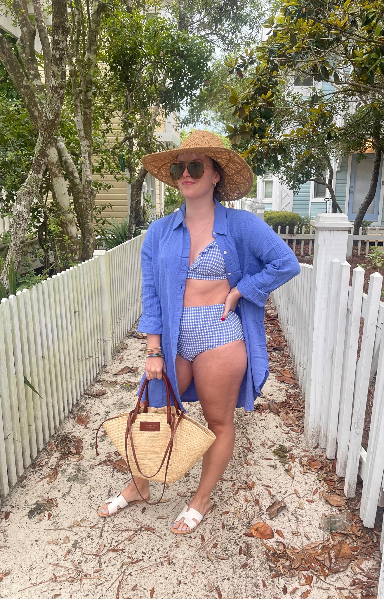 Blue and white swim suit - high waisted swim bottoms - j.crew factory - cover up - swim suit - full coverage swim bottoms - beach wear 

Small - top
Medium - bottoms

#LTKSeasonal #LTKSwim #LTKTravel