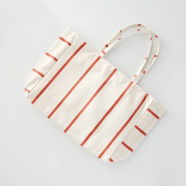 Striped Canvas Tote Bag Red/Natural - Hearth & Hand™ with Magnolia | Target