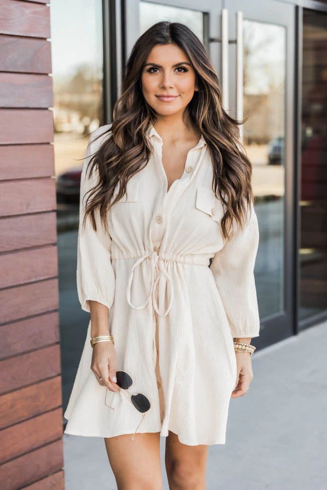 What I Like About You Shirt Dress Taupe | The Pink Lily Boutique