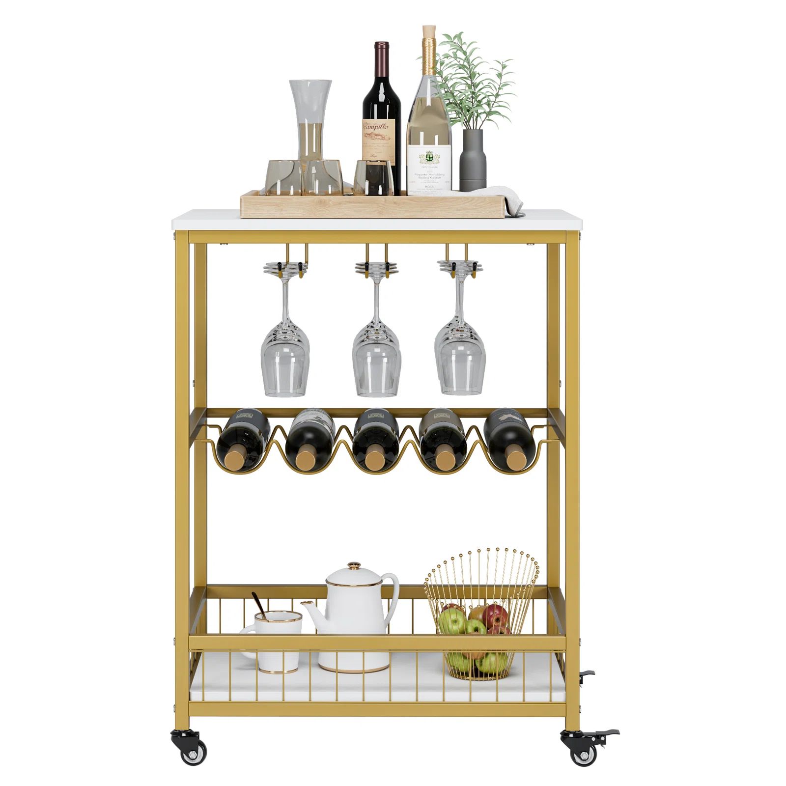 Lex Industrial Rectangular Wine Rack Bar Cart | Wayfair North America