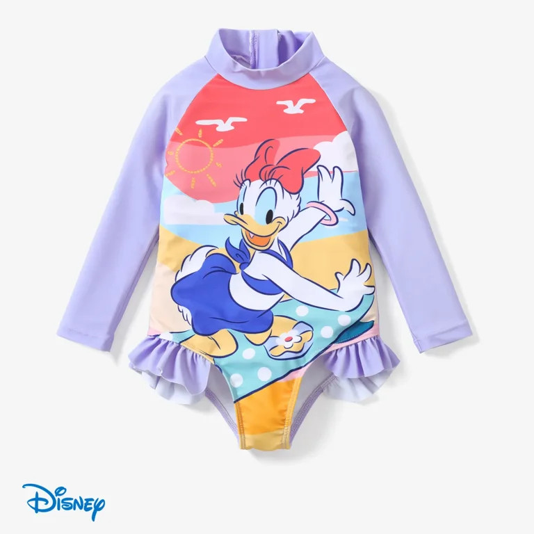 Disney Toddler Girls Swimsuit Daisy Duck Rash Guard Graphic Bathing Suits Purple Kids 4-5T - Walm... | Walmart (US)
