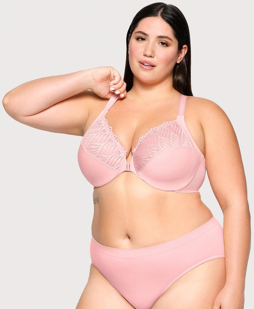 Front-Closure T-Back WonderWire Bra Pink Blush | Glamorise Foundations