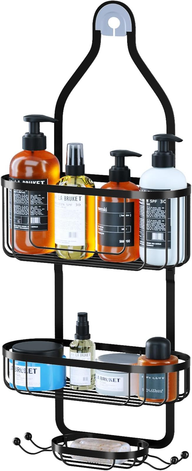 Kadolina Bathroom Hanging Shower Organizer, Over Head Shower Caddy Shower Storage Rack Basket wit... | Amazon (US)