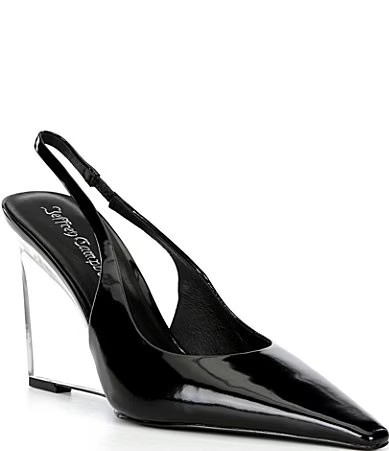 Jeffrey Campbell Glacial Patent Leather Transparent Wedge Slingback Pumps - 6.5 | Dillard's