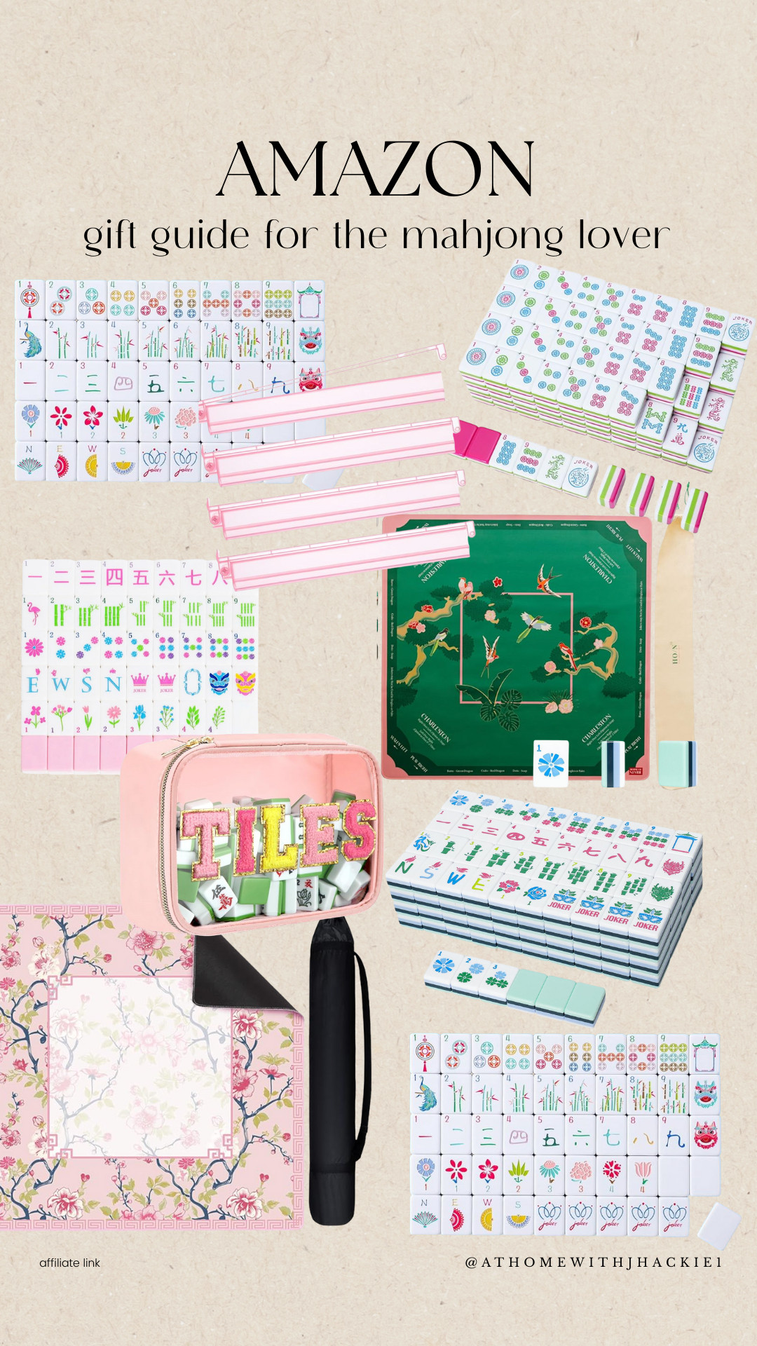 Amazon Gift Guide for the Mahjong Lover, mahjong gift ideas, mahjong tiles set, mahjong accessories, pink mahjong rack, mahjong mat, mahjong travel case, mahjong lover gifts, amazon mahjong finds, mahjong game board, mahjong table mat, cute mahjong set, custom mahjong tiles, gift guide mahjong, mahjong essentials 

 

#LTKGiftGuide #LTKHoliday #LTKSeasonal