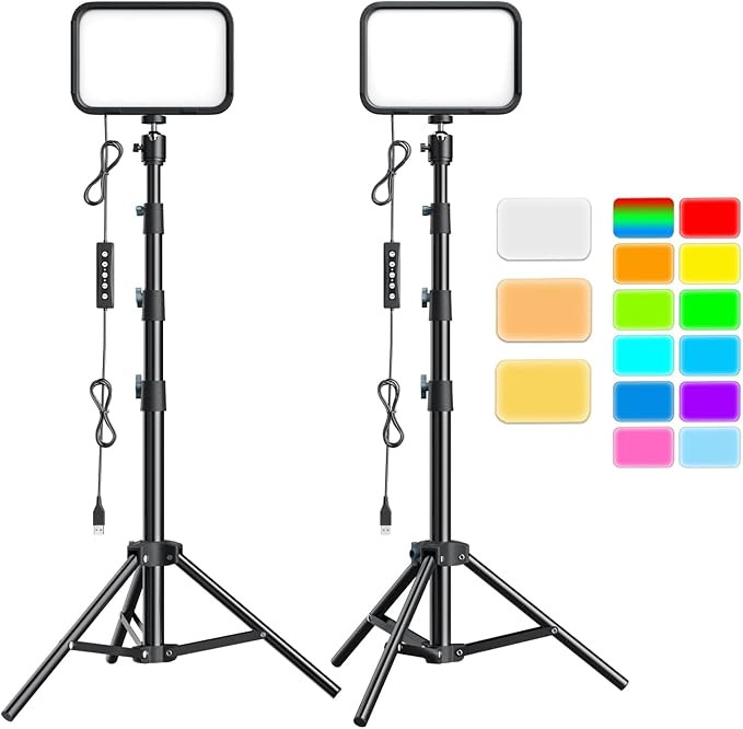 UBeesize 2-Pack RGB Photography Lighting, Studio Lights with Adjustable Tripod Stand and Ball Hea... | Amazon (US)