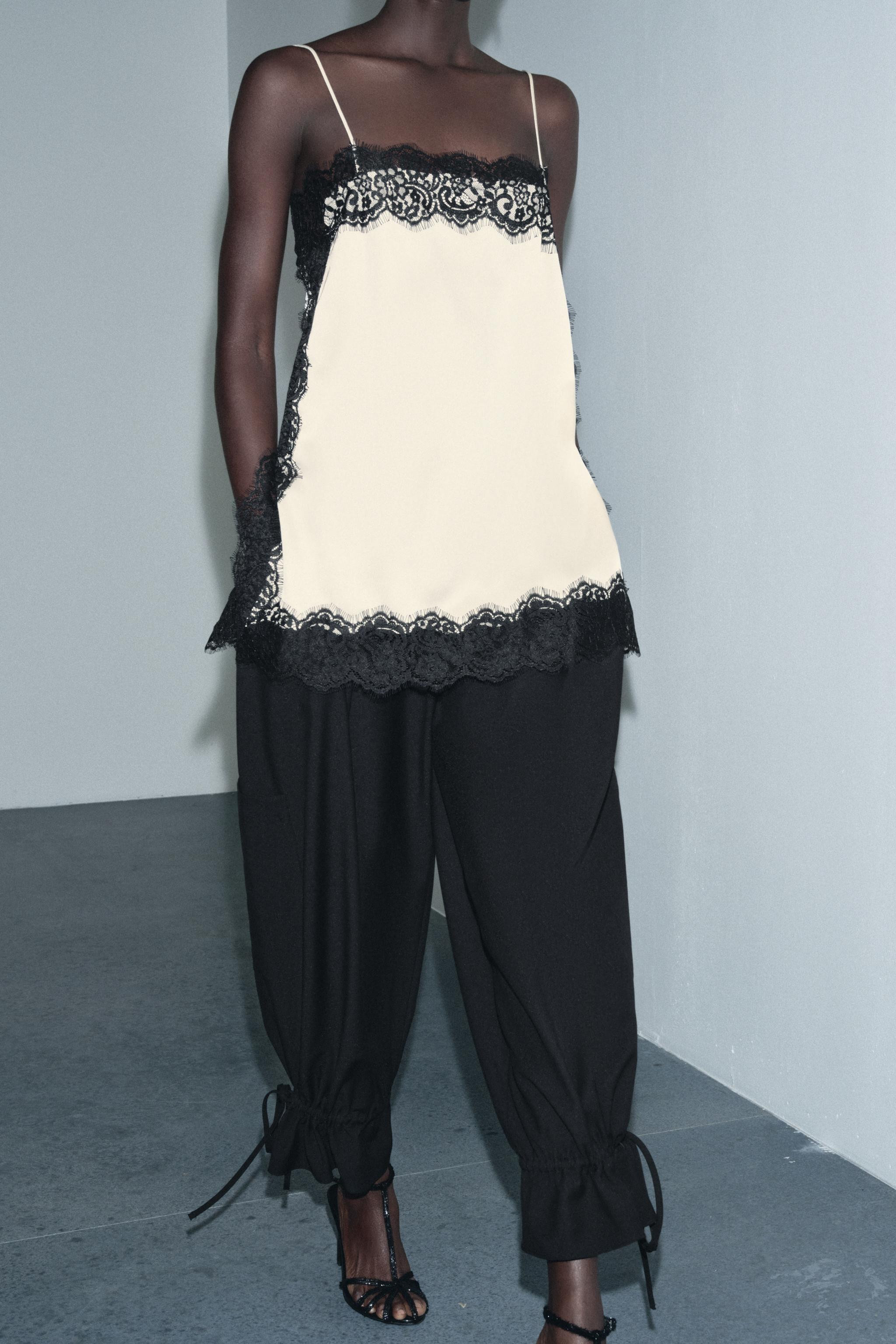 SATIN EFFECT LACE TOP ZW COLLECTION | Zara US