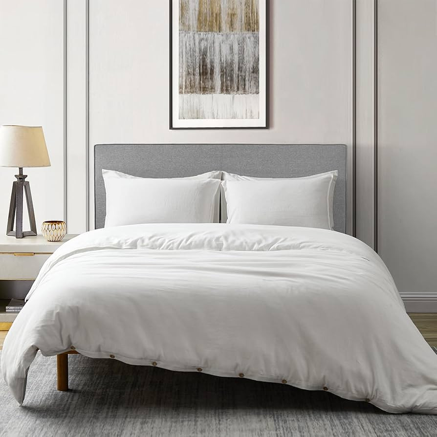 DAPU Linen Duvet Cover Set - French Linen Cotton Blend Natural Flax Soft Breathable Bedding 3 Pcs... | Amazon (US)