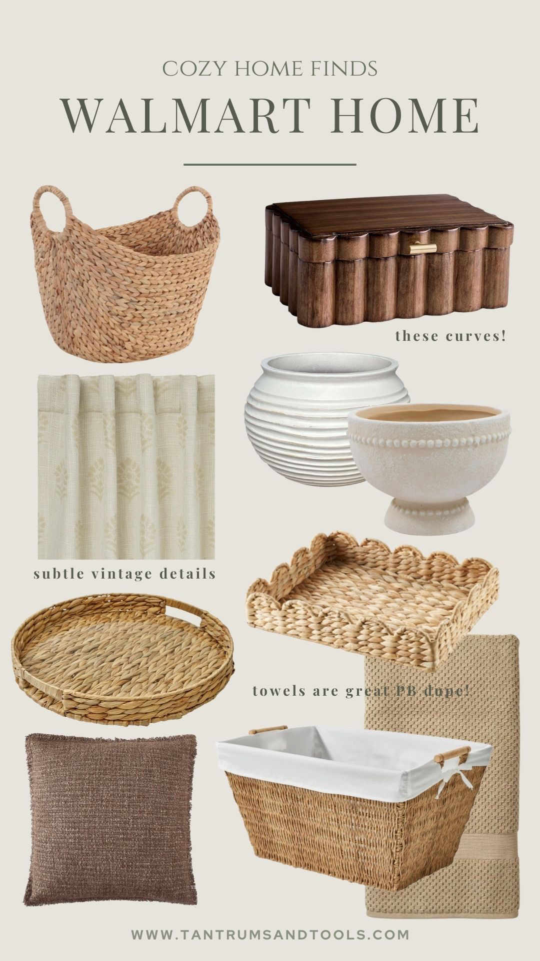 Budget friendly home decor finds from Walmart! This pillow has gorgeous texture in person. The Vintage floral detail on the curtains is stunning. This dark wood storage box with the curved details - it's impressive for the price! 

walmart finds || walmart home || walmart home decor || walmart home decor finds || Home Decor || Cozy Home || Neutral  

 #LTKHome