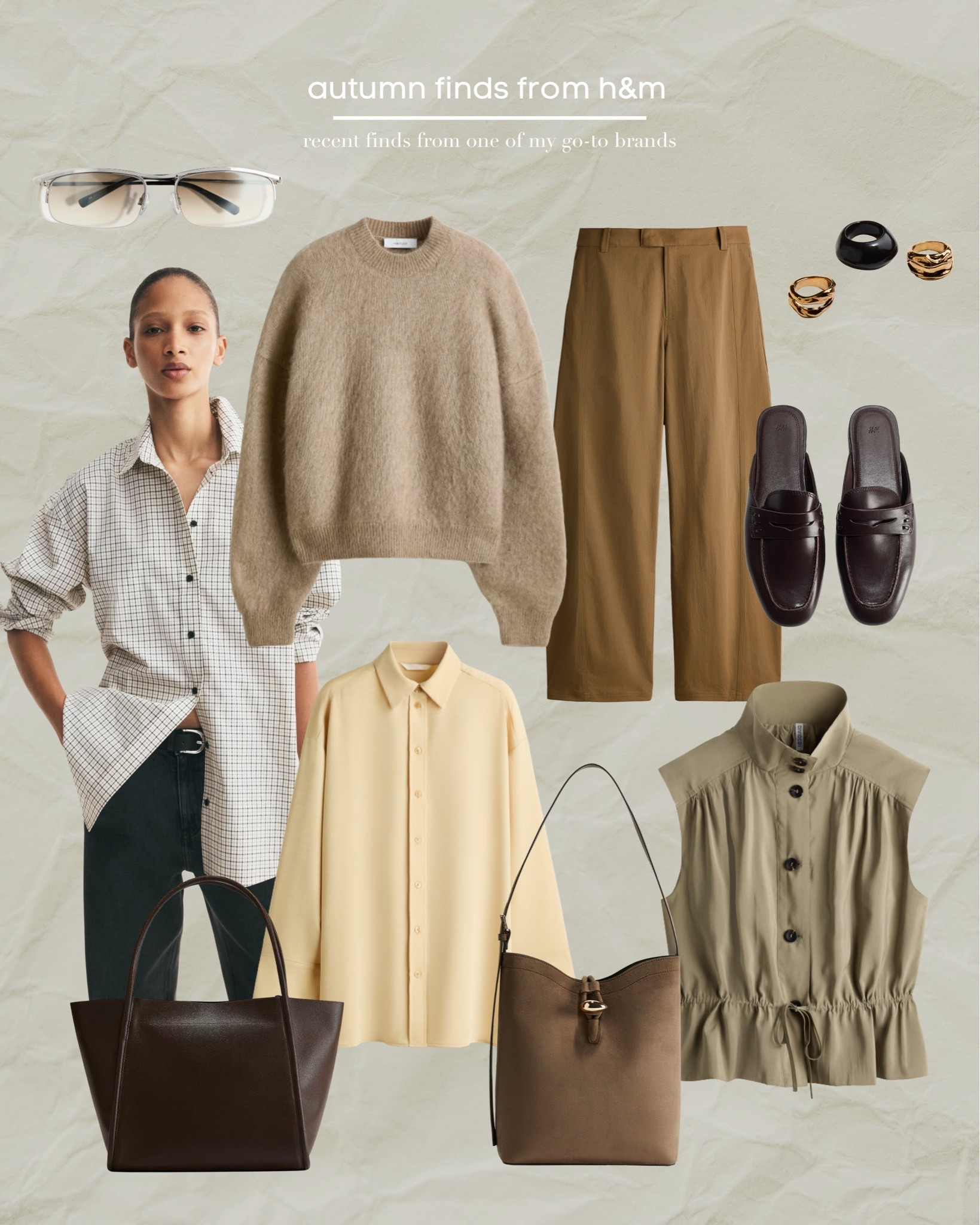 H&M, Check Shirt, Beige Jumper, Cosy Knit, Yellow, Butter Yellow, Shirt, Shoulder Bag, Leather Bag, Loafers, Mules, Autumn, Fall, Styling

#LTKuk #LTKeurope #LTKautumn