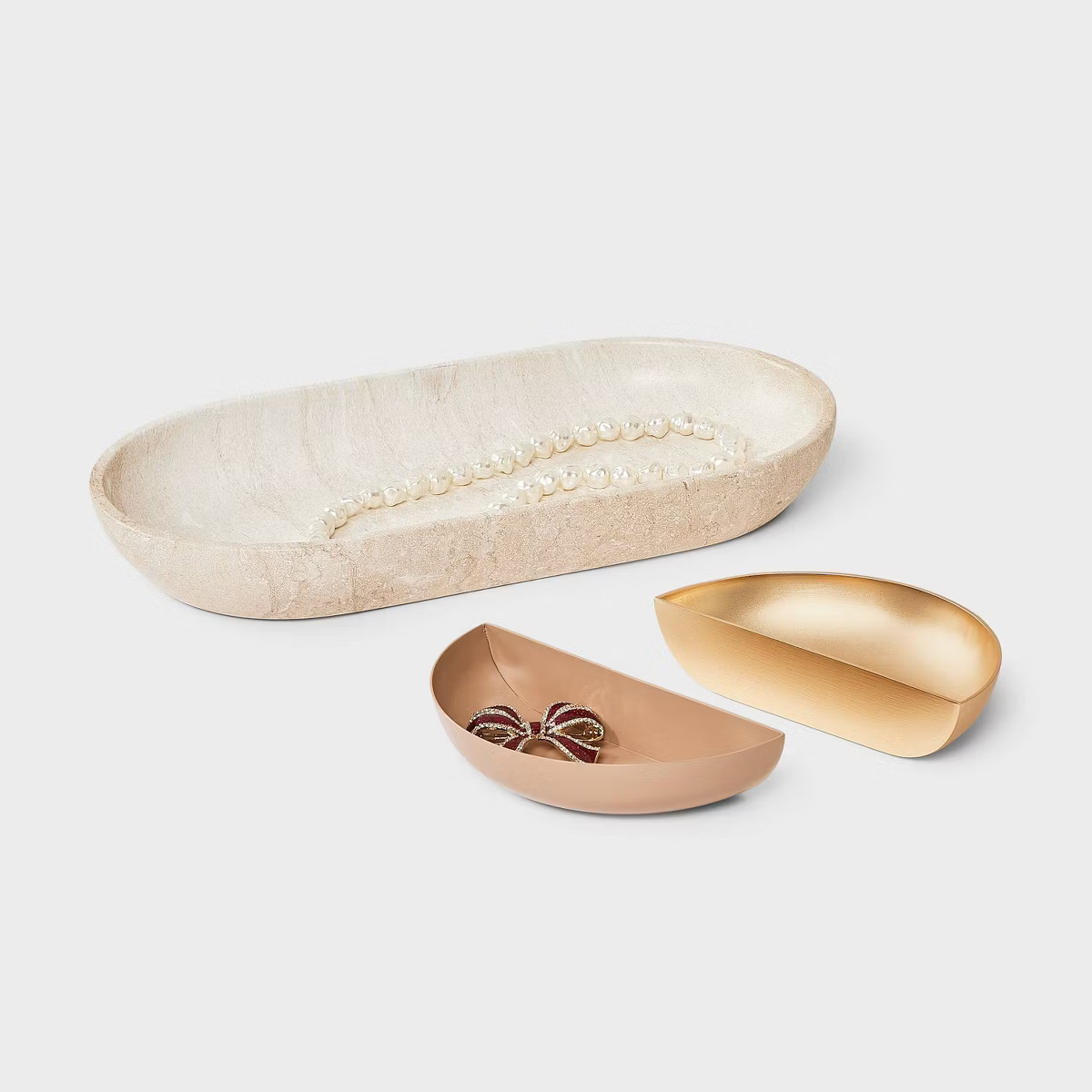 Round Nesting Jewelry Organizer Tray Set 3pc - A New Day™ Cream/Gold | Target