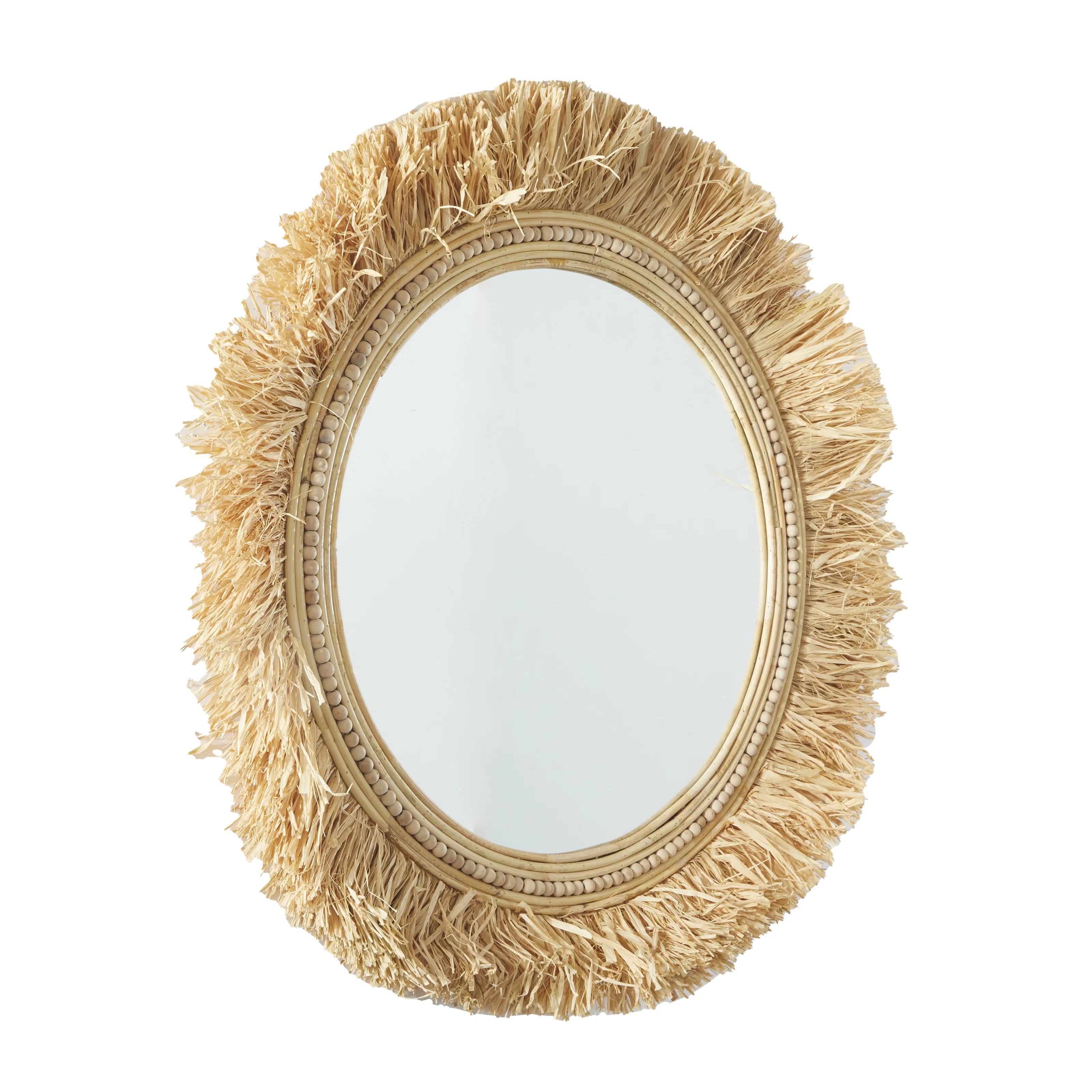 Seagrass Light Brown Wall Mirror with Fringe Detailing | Wayfair North America