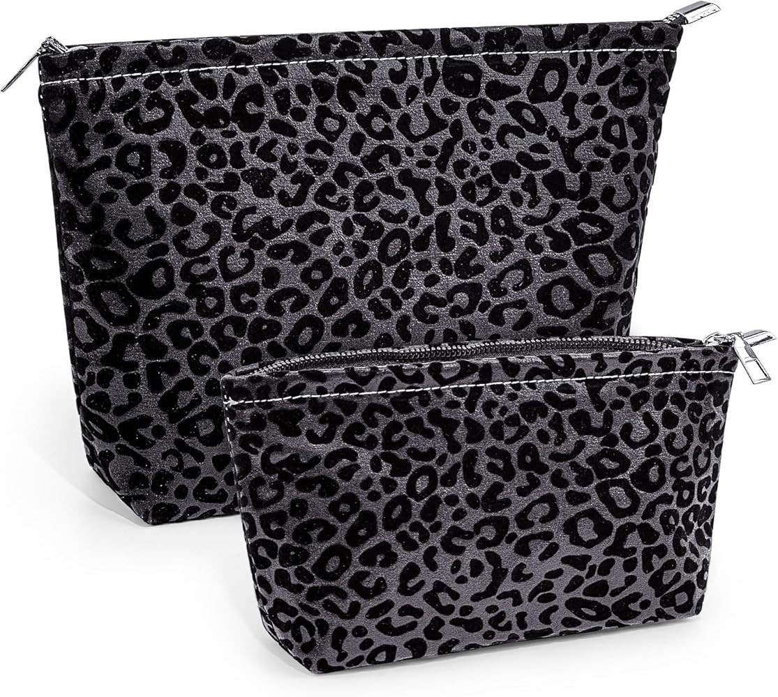 Leopard Makeup Bag Small,Cosmetic Bags for Women for Purse,Travel Makeup Bag,Cute Floral Makeup B... | Amazon (US)