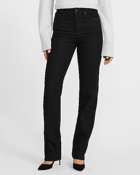 High Waisted Black Straight Jeans | Express